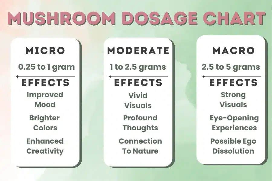 Shrooms for Beginners: Learn Magic Mushroom Basics 5 mushroom dosage chart