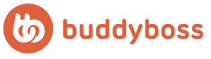 Logo of BuddyBoss with an orange icon and text on a transparent background.