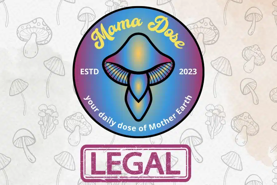 mama dose logo with text saying legal 