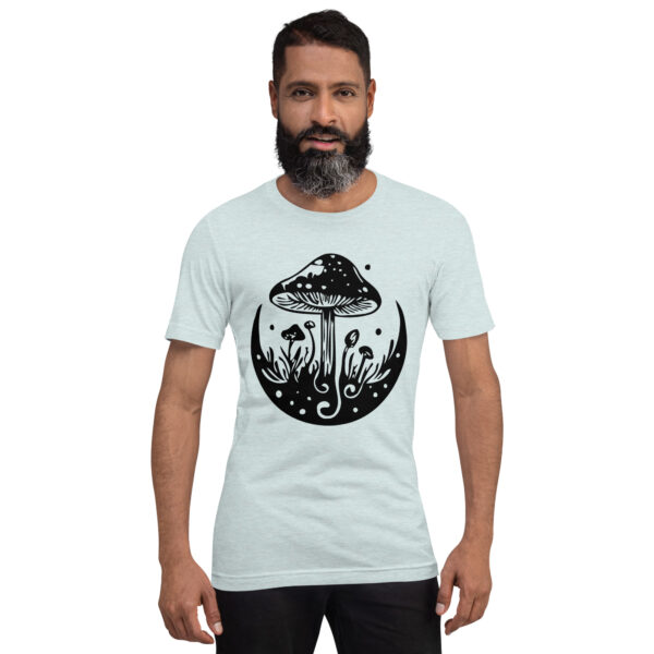 Man with a beard wearing a Black & White Mushroom T-Shirt.