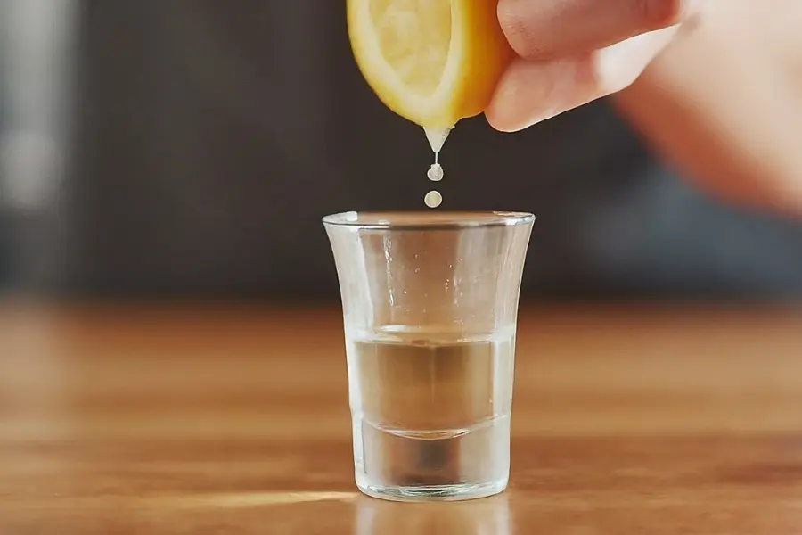 Squeezing fresh lemon juice over ground psilocybin mushrooms for lemon tek