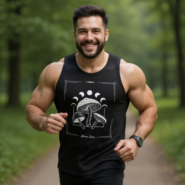 Mens Mushroom Tank Top - Black - Image 2