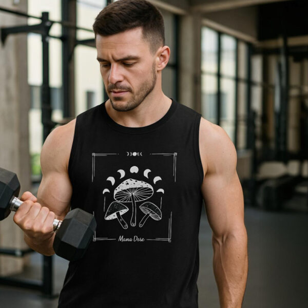 Mens Mushroom Tank Top - Black - Image 3