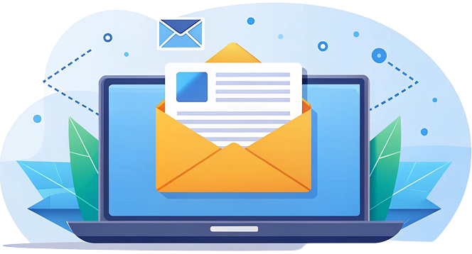 computer screen with envelope that says mail it 2