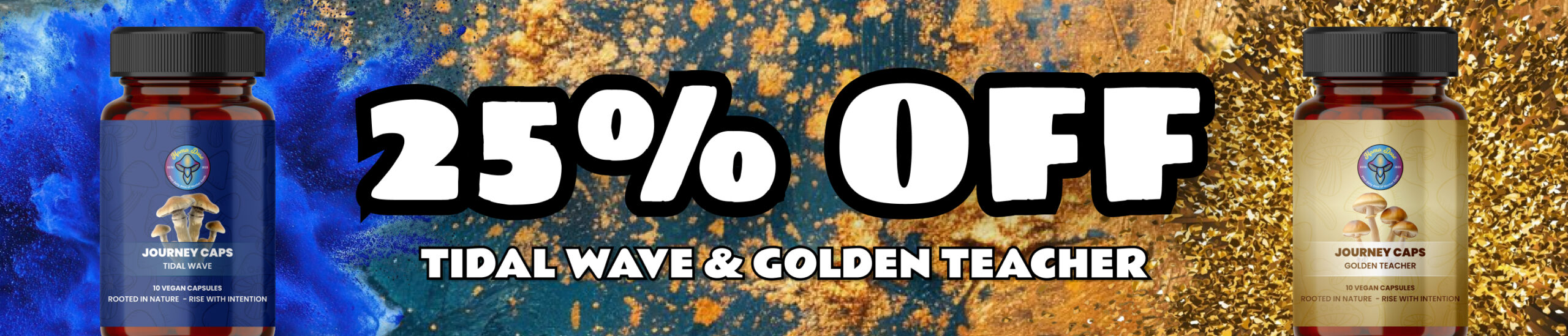 tidal wave and golden teacher 25 off web banner scaled