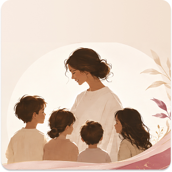 mother with 4 kids